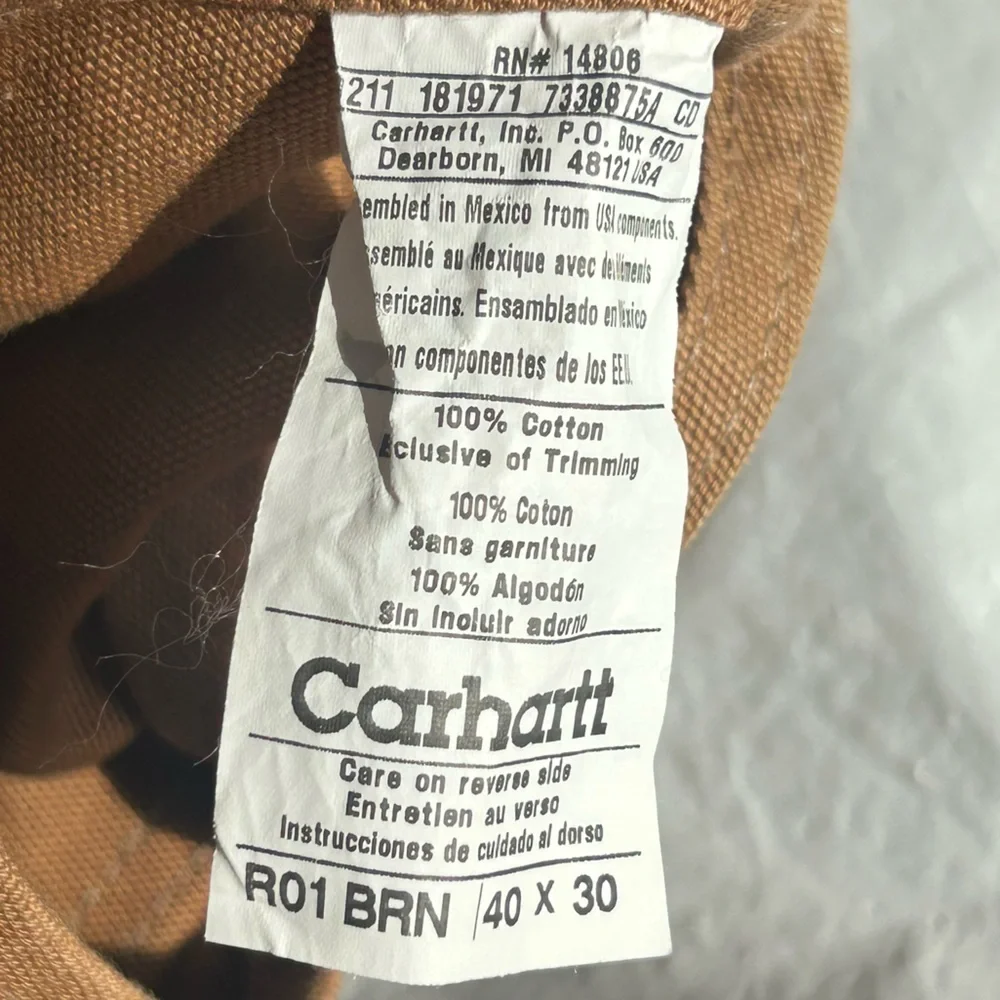 Carhartt Men's R01 Brown Canvas Duck Bib Overalls 40x30 Double Knee NWOT - Picture 9 of 9